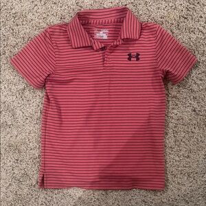 Under Armour Red & Black Striped Boys' Polo